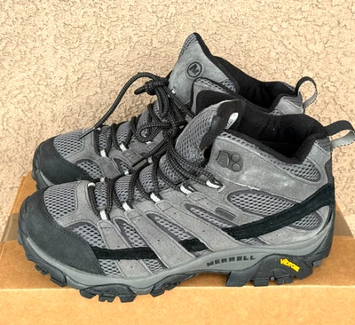 9W- Men's Merrell MOAB 2 Mid Waterproof Hiking Boots - Gray Vibram - J06055W - Image 1 of 4