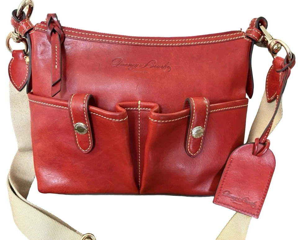 Bolso Bandolera Mensajero Dooney Bourke Rojo Florentino Vacchetta Cuero Sillín Foto 1 de 4