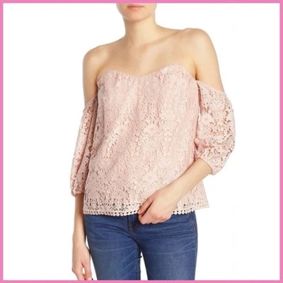 Bailey 44 Rubor Rosa Fuera del Hombro Floral Encaje Top Talla PEQUEÑA Foto 1 de 4
