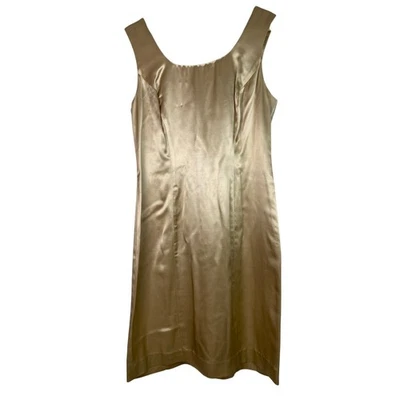 Vestido de cóctel vintage Hampton Nites para mujer talla 8 dorado satinado sin mangas Foto 1 de 4