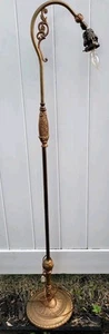 Vintage Aesthetic Antique Floor Lamp Brass Bridge Arm Cast Iron Base 59" tall - Picture 1 of 9