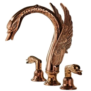 Rose Gold 8" widespread 3 Holes lavatory swan sink faucet  deck mounted Tap - Picture 1 of 1