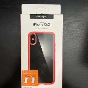 Spigen Ultra Hybrid Case iPhone Xs/X – Red & Clear Slim Shockproof Cover - Picture 1 of 3