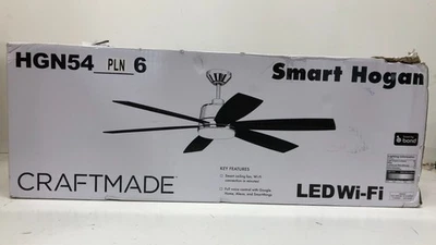 Hogan artesanal 54 pol. Ventilador de teto inteligente de níquel polido interno luz LED *DMGD - Imagem 1 de 3