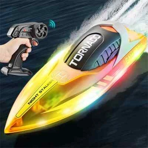 TOY 2.4G RC Racing Boat 15KM/H High-Speed Powerful Electric Speedboat LED Light - Picture 1 of 14