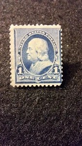 U.S. Stamps, Scott #219, Dull Blue, 1 cent, M/NG, Franklin, perf 12, 1890 - Picture 1 of 2