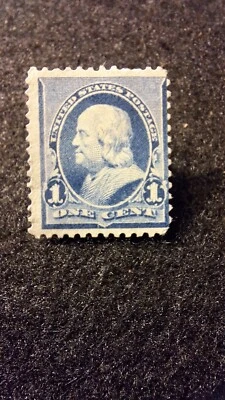 U.S. Stamps, Scott #219, Dull Blue, 1 cent, M/NG, Franklin, perf 12, 1890 - Image 1 of 2