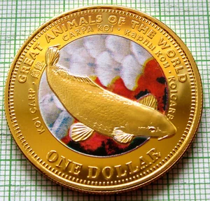 FIJI 2009 ONE DOLLAR, KOI CARP - Great Animals of the World Series, Coloured UNC - Picture 1 of 6