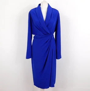 Vintage Royal Blue Wrap Dress Size 12/14 Classic Retro Evening Style 1980’s - Picture 1 of 7