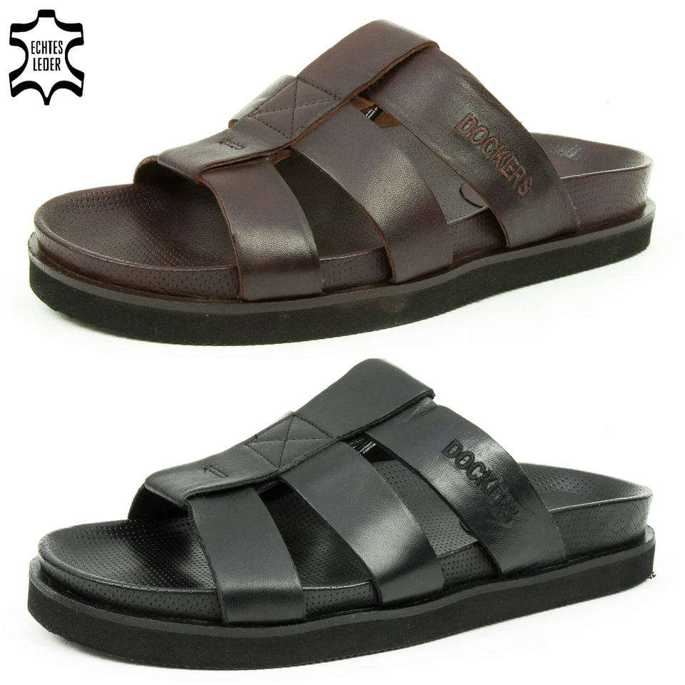 Dockers by Gerli Herrenschuhe Leder Pantoletten Sandalen Gr. 45 - 44KS001