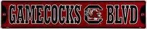 SOUTH CAROLINA GAMECOCKS METAL STREET SIGN 24" X 5" GAMECOCKS BLVD BOULEVARD - Picture 1 of 5