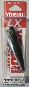Señuelo de pesca flotante de agua superior YO-ZURI LX plateado negro Popper 75F SW de 3"" 3/8 oz - Imagen 1 de 5