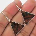 Natural Blood Stone - India 925 Sterling Silver Earrings Jewelry E-1001