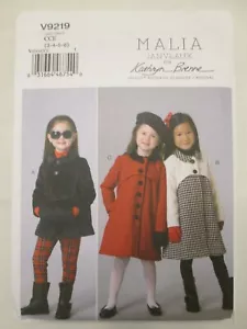 Vogue 9219 Malia Janveaux for Kathryn Brenne Girls Coat Muff Pattern 3-6 Uncut - Picture 1 of 2