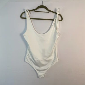 Body Lulus Nuevo con Etiquetas Talla L Blanco Correas Anudadas Stretch Bastante Please Divertido - Imagen 1 de 16