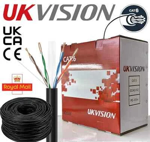 CAT 6 305M UTP Outdoor Data Ethernet Cable Solid Core CCA Box CAT6 Black - Picture 1 of 28