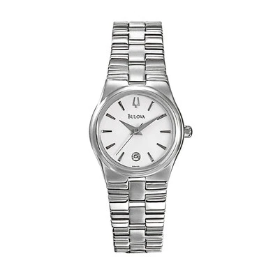 Bulova 96M102  Silver Tone Stainless Steel Date Women's Watch $225 ~ GREAT GIFT - Image 1 of 2