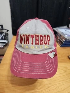 Winthrop Eagles Hat Cap Men Strap Back Burgundy NCAA Adult Vintage - Picture 1 of 9