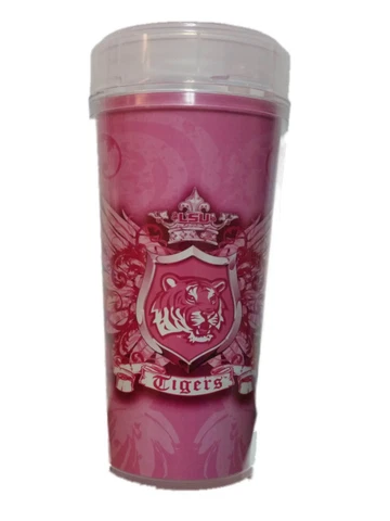 LSU Tigers ThermoServ Pink Reusable Insulated Water Bottle with Straw Cup Cover
