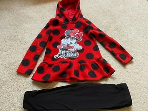 Disney 2 Piece Minnie Mouse Polka Dot Ruffle Hoodie Pants Outfit Girls 6  - Picture 1 of 5