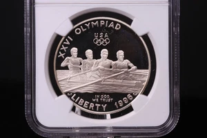 1996-P Olympics - Rowing - Commemorative. Silver $1. NGC PF-69 Ultra Cam#03382 - Picture 1 of 3