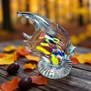 Handblown Glass Fish Sculpture with Multicolor Details Blown Glass READ - Picture 1 of 8