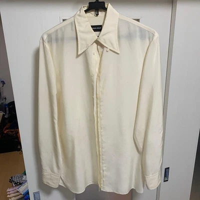Camisa GIORGIO ARMANI Manga Larga Crema Hecha en Italia Para Hombre Mediana JAPÓN Foto 1 de 4