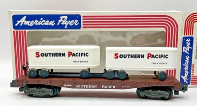 American Flyer S Gauge 48501 SP Flatcar w/Trailer Load - 1987 Only - In Orig Box - Image 1 of 4