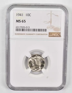 1941 MS65 Mercury Dime NGC Brown Lbl - Picture 1 of 5