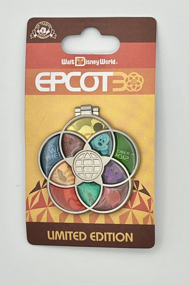 2012 Hinged Stained Glass EPCOT 30th Anniversary Pin feat. Mickey & Figment LE - Image 1 of 2