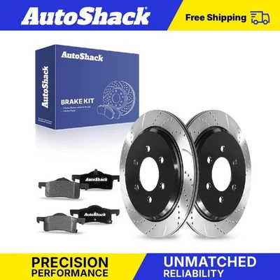 Rear Drilled Slotted Brake Rotors Ceramic Pads for Lincoln Navigator 5.4L Foto 1 de 4