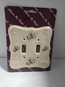 Original V B Athena California Porcelain Double Light Switch Plate Outlet Cover - Picture 1 of 1