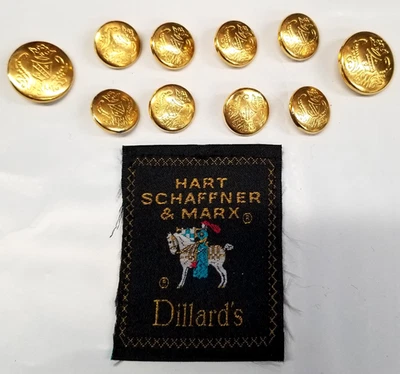 10 Hart Schaffner Marx HSM Gold Tone Crown Replacement Shank Buttons Blazer - Image 1 of 4