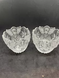 Gorham ANGELS OF PEACE Crystal Votive Tealight Holders Set Of 2 - Picture 1 of 7