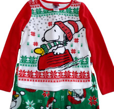 Peanuts Boys 2 Piece Snoopy Holiday Fleece Sleepwear Pajama Set Small