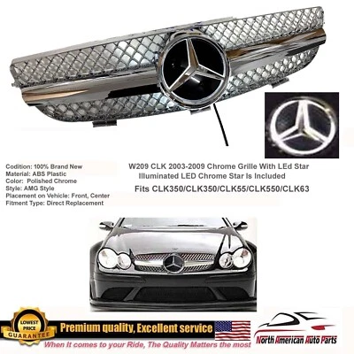 W209 03-09 CLK полностью хромированная светодиодная решетка с подсветкой стиль CLK320 CLK55 CLK500 CLK - Изображение 1 из 4