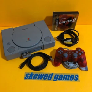 Sony PlayStation 1 PS1 Console Bundle w/ Memory Card Driver 2 Game SCPH-7001 Lot - Picture 1 of 6