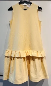 BNWT Victoria, Victoria Beckham Yellow Cotton Peplum Frill Mini Dress, Size 8 - Picture 1 of 3