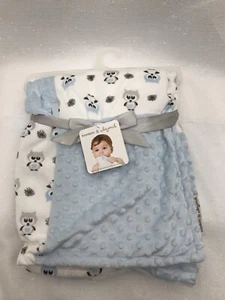 Blankets & Beyond Baby Boy Blanket ~ Blue, White & Gray ~ Owls ~ HTF ~ NEW - Picture 1 of 12
