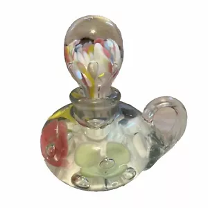 Tapón de botella de perfume de vidrio artístico soplado a mano varias flores Joe Rice St. Clair - Imagen 1 de 7