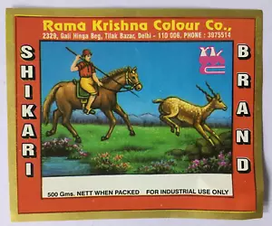 India Vintage Label SHIKARI 4.50in x 3.75in - Picture 1 of 3
