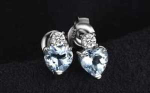 Natürlich Aquamarin Ohrringe,925 Sterlingsilber Ohrring,Hochzeitsgeschenk - Bild 1 von 4