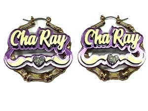 Bamboo Earrings Name Plate Personalized 1.5 2.5 3.5" Size Choice Custom LaserCut - Picture 1 of 11