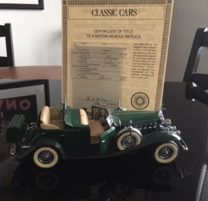 Danbury Mint 1932 Cadillac V-16 Sport Phaeton (Green)  w/ Certificate of Title - Picture 1 of 10