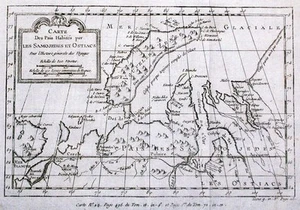 Antike Karte, Bellin, Karte der bewohnten Länder der Samojedas und Ostiacs - Bild 1 von 1