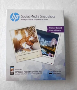 HP SOCIAL MEDIA SNAPSHOTS ~ 4X5 ~ 25 STICKY-BACKED PHOTO SHEETS ~ NEW - Picture 1 of 4