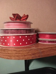 Lot of 5 rolls of assorted Red Ribbons arts journal craft etc. - Picture 1 of 1