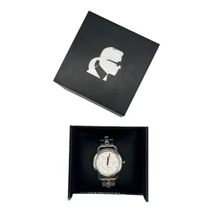 KARL LAGERFELD KL2203 SILVER DIAL SILVER STAINLESS STEEL WATCH - Picture 1 of 19