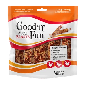 Good 'n' Fun Triple Flavor Blasts, Rawhide Chews for All Dogs, 12 oz - Picture 1 of 9