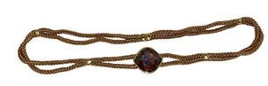 Vintage Gold Silk Rope Cloisonne Red Flower Floral Belt Buckle 43: - Picture 1 of 9